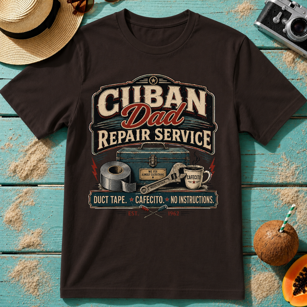 Cuban Dad Repair Service: Duct Tape. Cafecito. No Instructions.